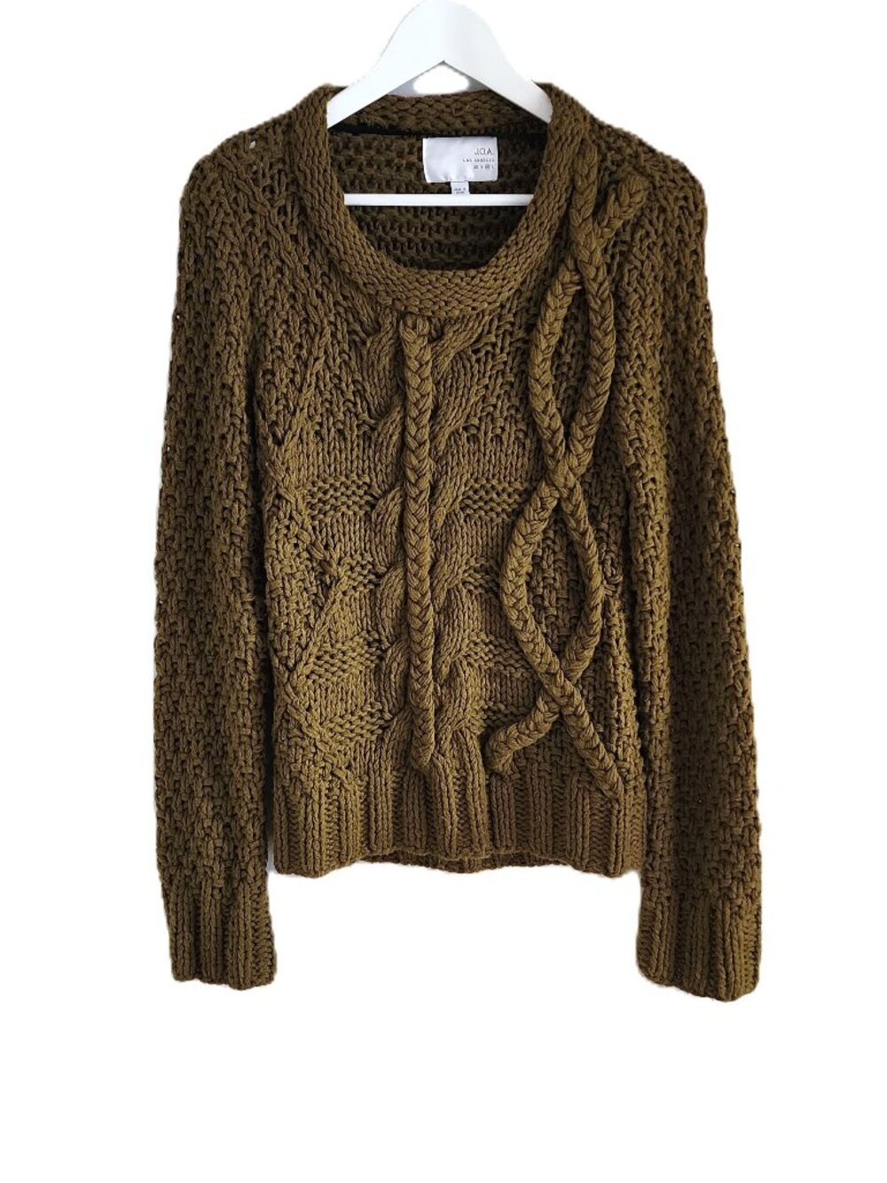 JOA olive-brown-green chunky knit sweater